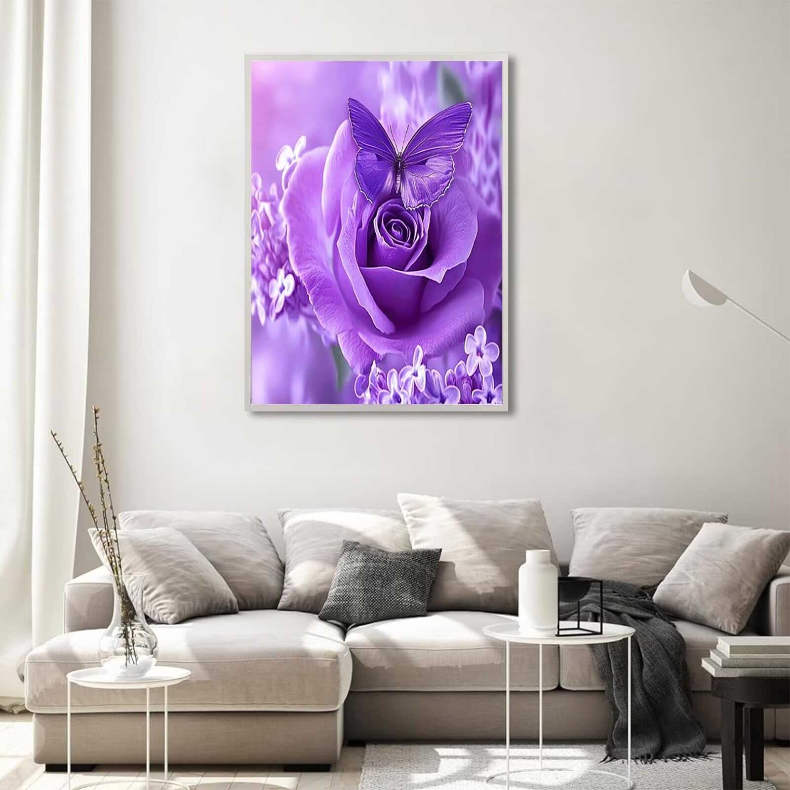 Diamond Painting Kit Completo Viola Diamond Painting Fiore Modello, 5D Fai Da Te Passatempo per Adulti Strass Punto Croce Diamantini Crystal Art per Home Wall Room Decor Regalo Donna 70x100cm,Model917