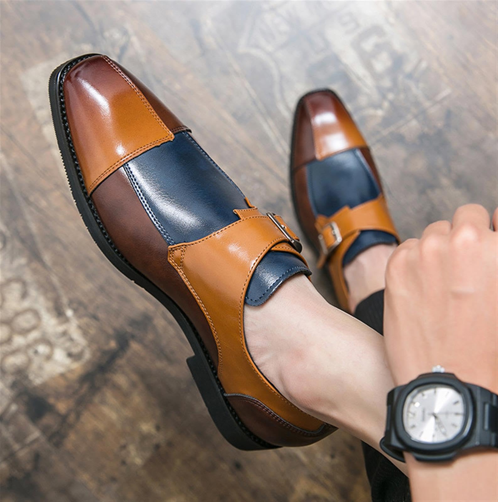 Scarpe Uomo Monk Strap Eleganti Mocassini Formali per Ufficio Lavoro | Calzature Maschili Nere Similpelle Cerimonia Matrimonio Comode Suola in Gomma Design Raffinato Regalo Uomo Moderno