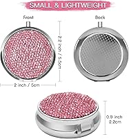 Vista 2 de Soleebee Pastillero de cristal brillante, organizador diario de píldoras portátil de 3 compartimentos, pequeño estuche de viaje para bolso