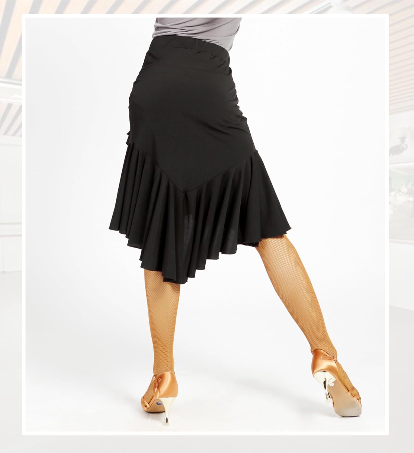 G2022 Latin Ballroom Dance Professional Lotus Leaf Style and Irregular Swing Design Skirt