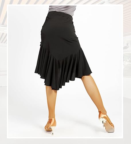 Miniatura 2 de G2022 Falda de diseño irregular con diseño de hoja de loto profesional de baile de salón latino