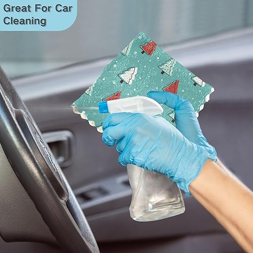 Miniatura 7 de KLL Christmas Trees Blue Microfiber Cleaning Towels Kitchen Tea Towels Microfiber Tea Towel Turkish Hand Towels Kitchen Terry Dish Cloth