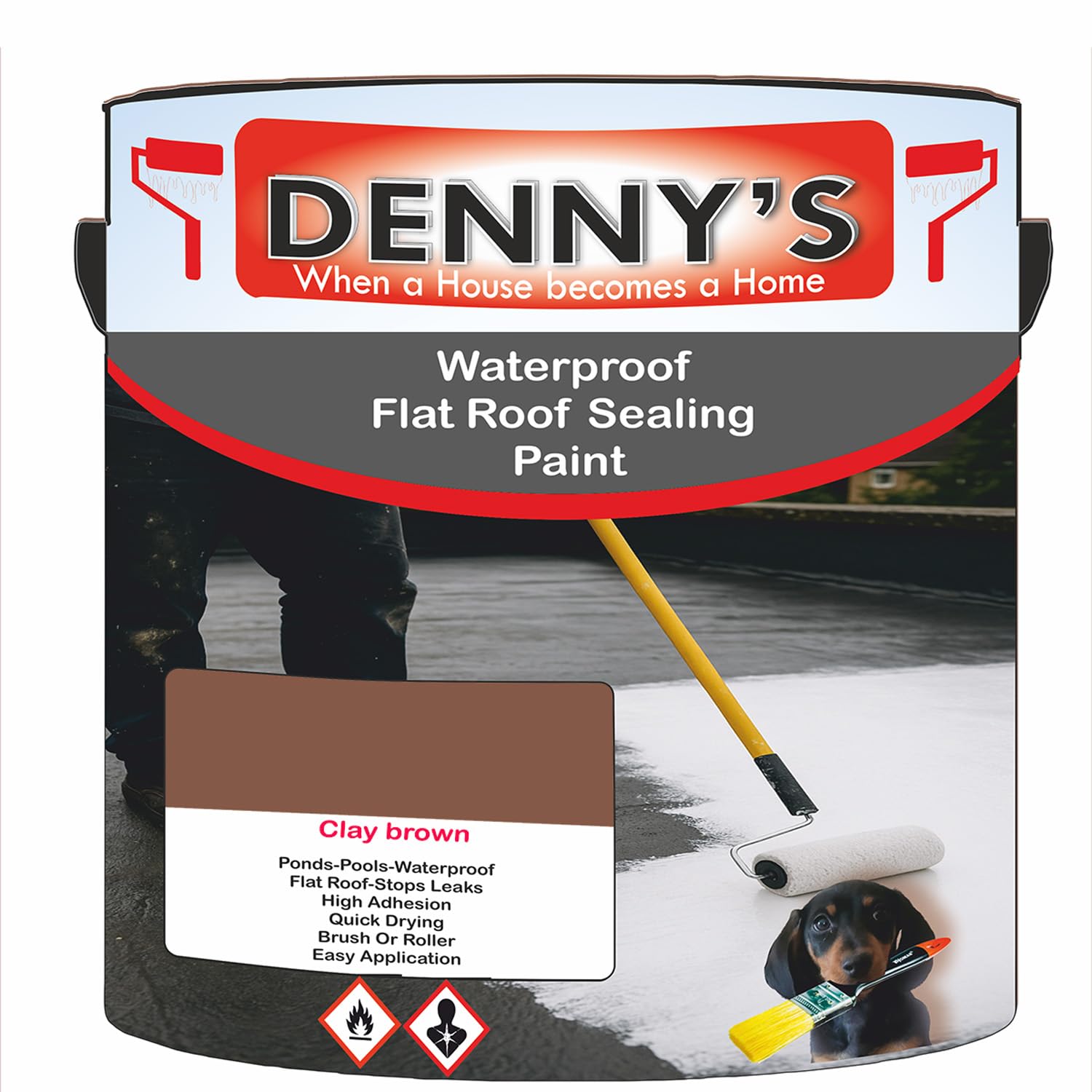 SCOOBYS PAINTS BACK IN THE MIX Chlorinated Rubber Flat Roof Paint – Waterproof Roof Sealer & Leak Repair Coating, Quick Drying, High Adhesion (Clay brown, 2.5 Litre Tin) — image 1