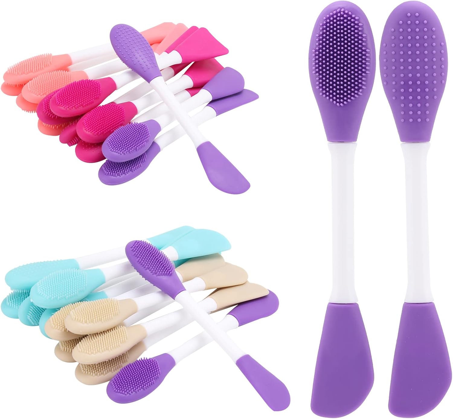 20 Pcs Silicone Face Mask Applicator, 2 in 1 Double-Sided Facial Scrubber Brush Tool, Double-Head Manual Cleansing Brush for Deep Gentle Exfoliating 20 Pcs Silicone Face Mask Applicator, 2 in 1 Double-Sided Facial Scrubber Brush Tool, Double-Head Manual Cleansing Brush for Deep Gentle Exfoliating