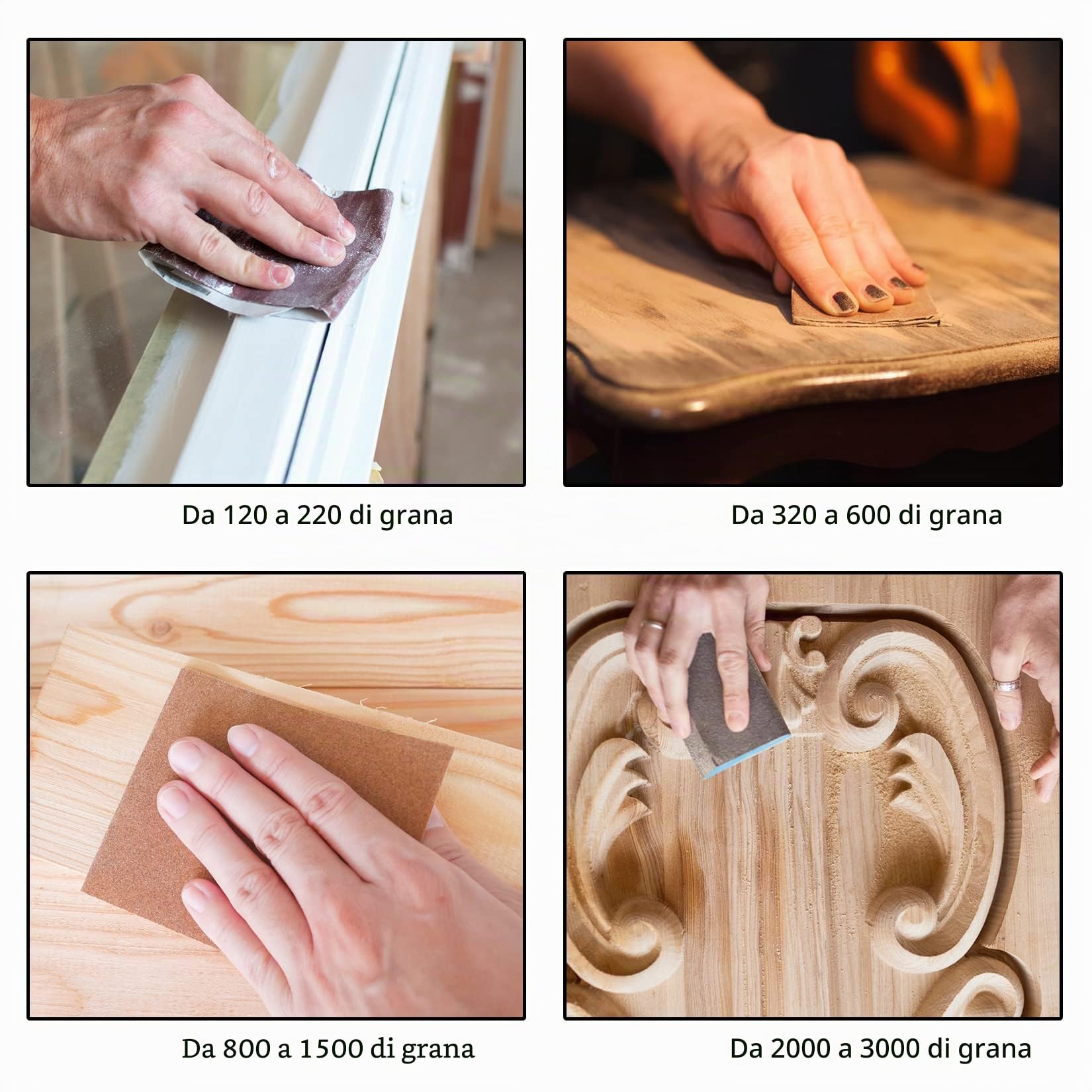 Set Carta Vetrata, 45 Pezzi 120 a 7900 Grana Carta Abrasiva Bagnata e Asciutta, Levigatura a Secco e Umido Sandpaper per Lucidare Levigare Legno Metallo - 9" x 3,6" (120-7900, unità, 45)