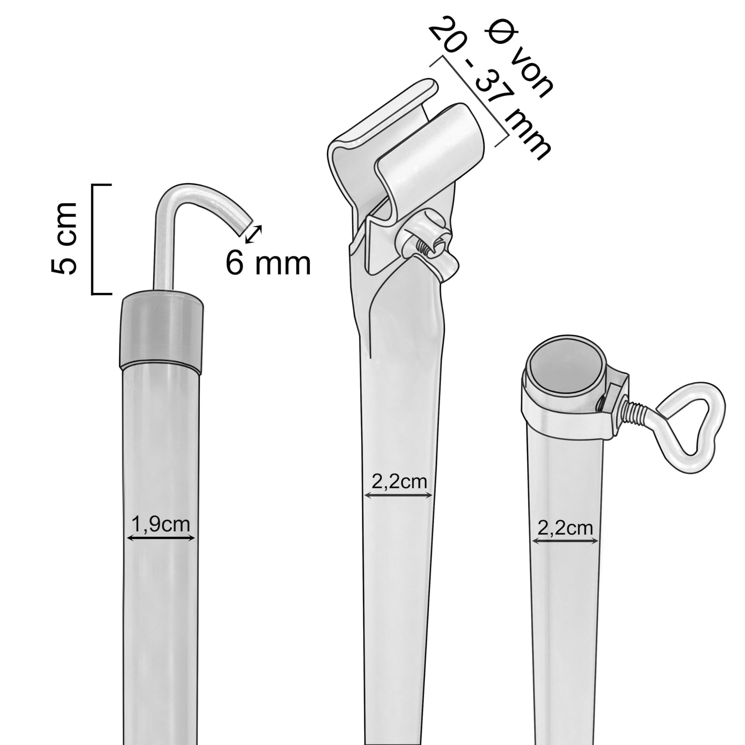 Lot de 2 barres de toit - En acier - Avec pince et crochet - Télescopiques de 190 à 290 cm