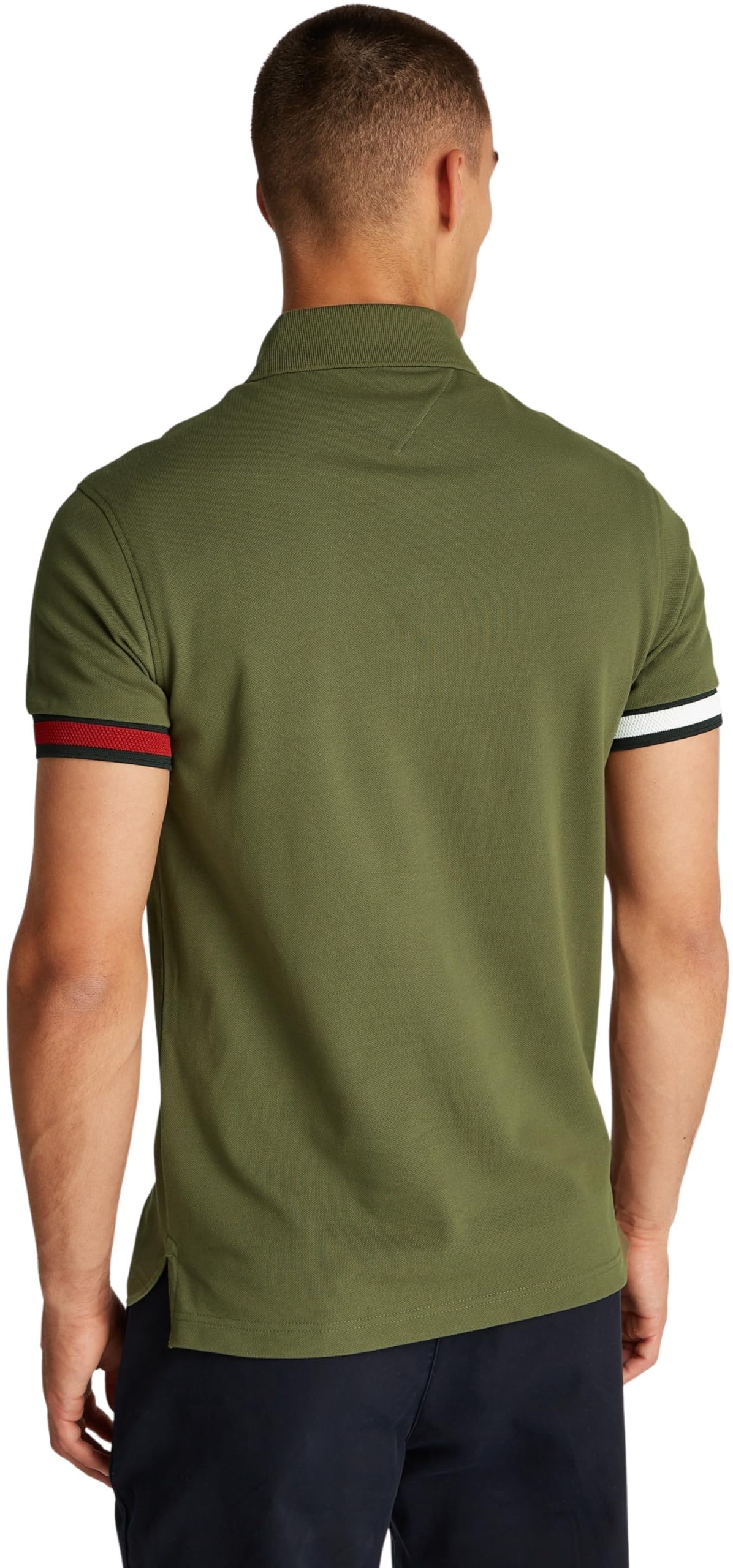 Tommy Hilfiger Herren Poloshirt Kurzarm Flag Cuff Slim Fit, Grün (Army Green), S – Ansicht 2