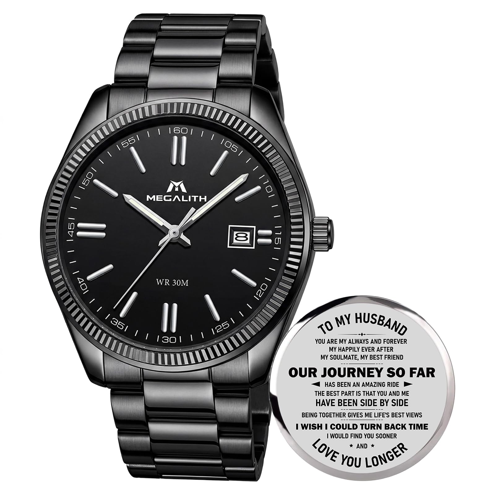 MEGALITH Herren Uhr Edelstahl Armbanduhr: Chronograph Analog Wasserdicht Herrenuhr mit Datum Leuchtend - Elegantes Geschenke für Business Männer Geburtstag Jubiläum