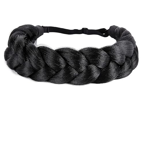 Diadema trenzada bohemia de gran tamaño, trenzas anchas clásicas, correa elástica ajustable, peluca sintética, trenzas para mujer, accesorios de