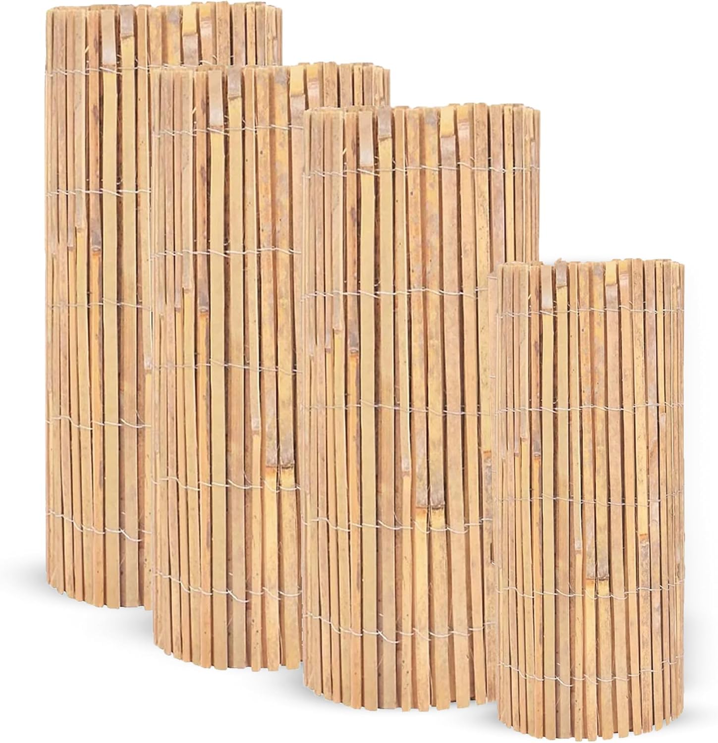 LOIBUYZ Natural Bamboo Garden Fence Covering, Outdoor Privacy Slat Screening, Fence Panels Wind & Sun Protection, (1m x 3m)
