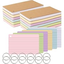zmybcpack 12 Pack 720 Pcs 4x6 Inch Lined Index Card, Flash Cards with Rings