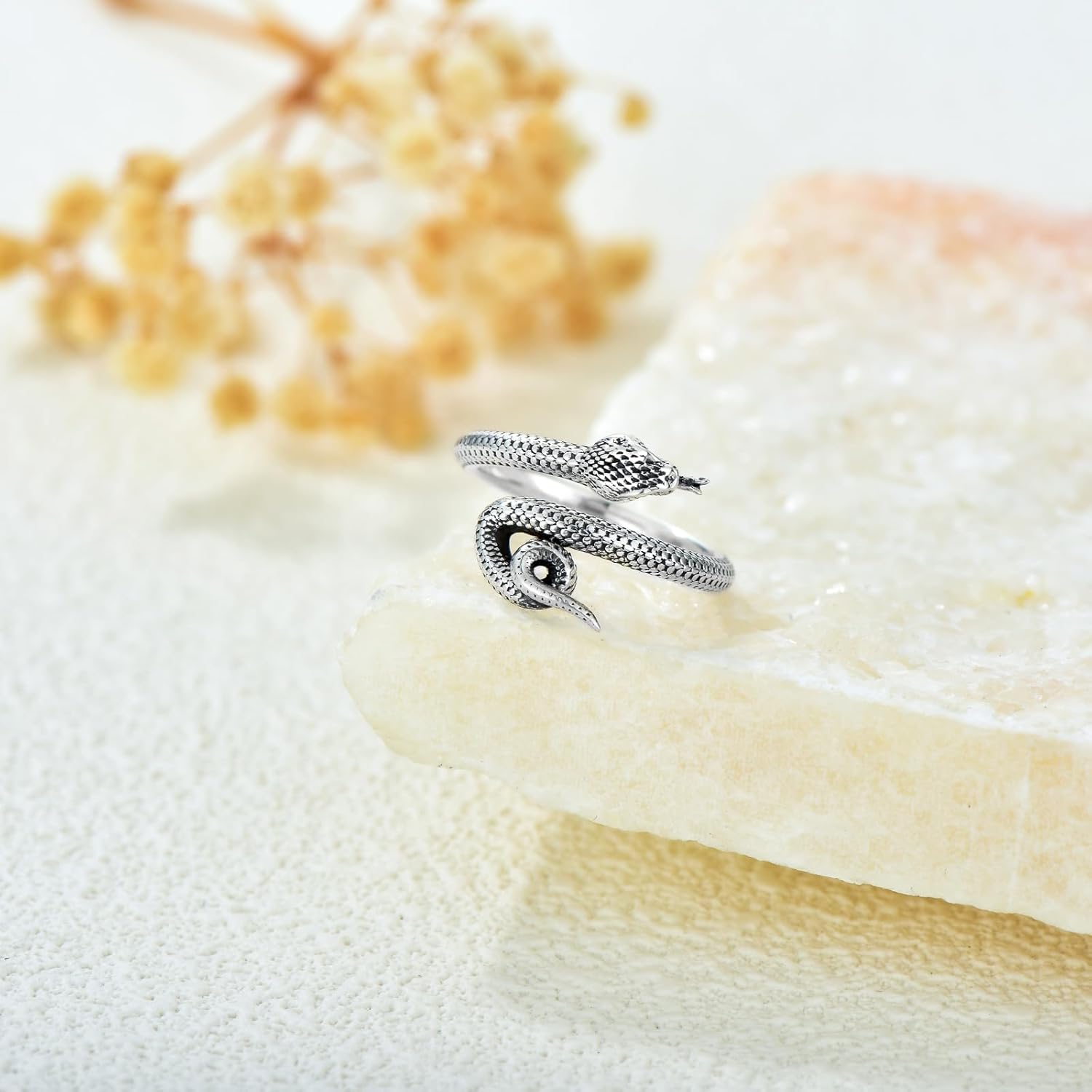 Diamond Snake Ring for Women 925 Sterling Silver Snake Statement Rings Vintage Punk Rings Open Adjustable Rings Jewelry Gifts for Women - Image 3