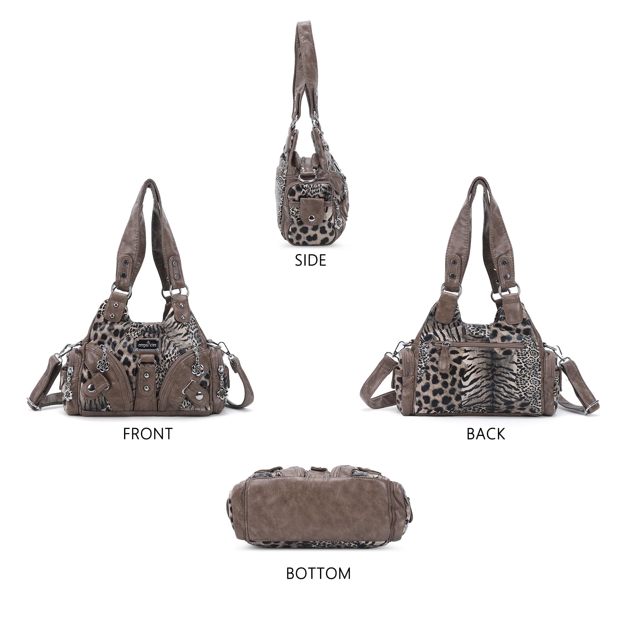 Angel Kiss Gandtasche für Damen, Kleine Hobo-Schultertaschen Veganes Leder Tragetasche mit Mehreren Taschen und Reißverschluss