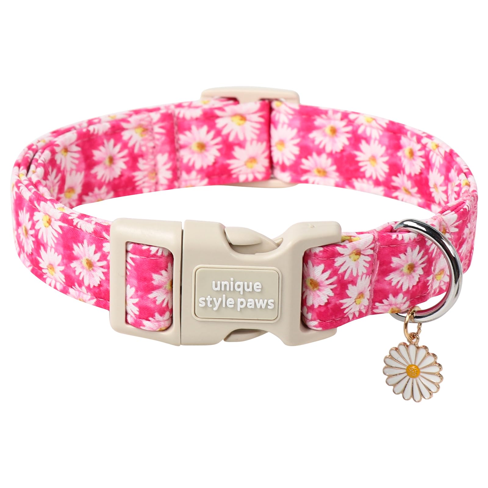 Unique style paws Dog Collar Plastic Buckle with Pendant Rose Daisy Flowers Puppy Collars for Small Medium Large Boys Girls Dogs