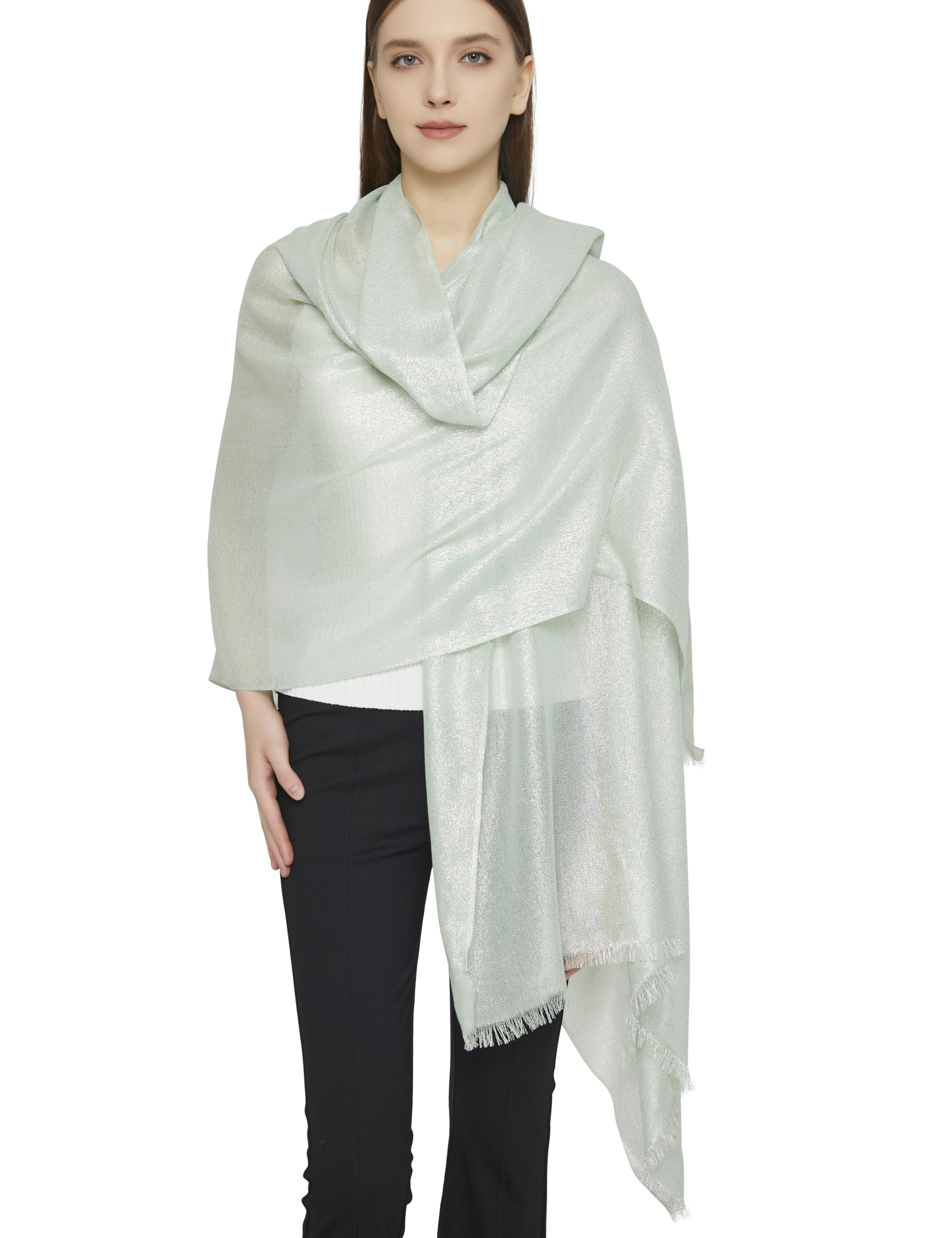 PANTONIGHTWomen's Sparkling Metallic Evening Shawl Lightweight Wedding Shawl Extra Large Dressy Shawls and Wraps for Party