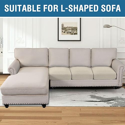 Miniatura 10 de H.VERSAILTEX Funda individual superelástica para sofá modular en forma de L, tanto a la izquierda como a la derecha, con tela de sarga texturizada