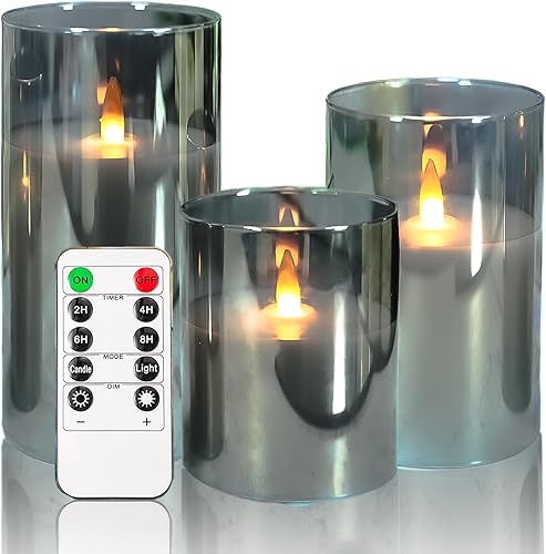 Miniatura 10 de NICEME Velas impermeables sin llama para exteriores con control remoto y temporizadores, velas LED de plástico color marfil, velas parpadeantes que