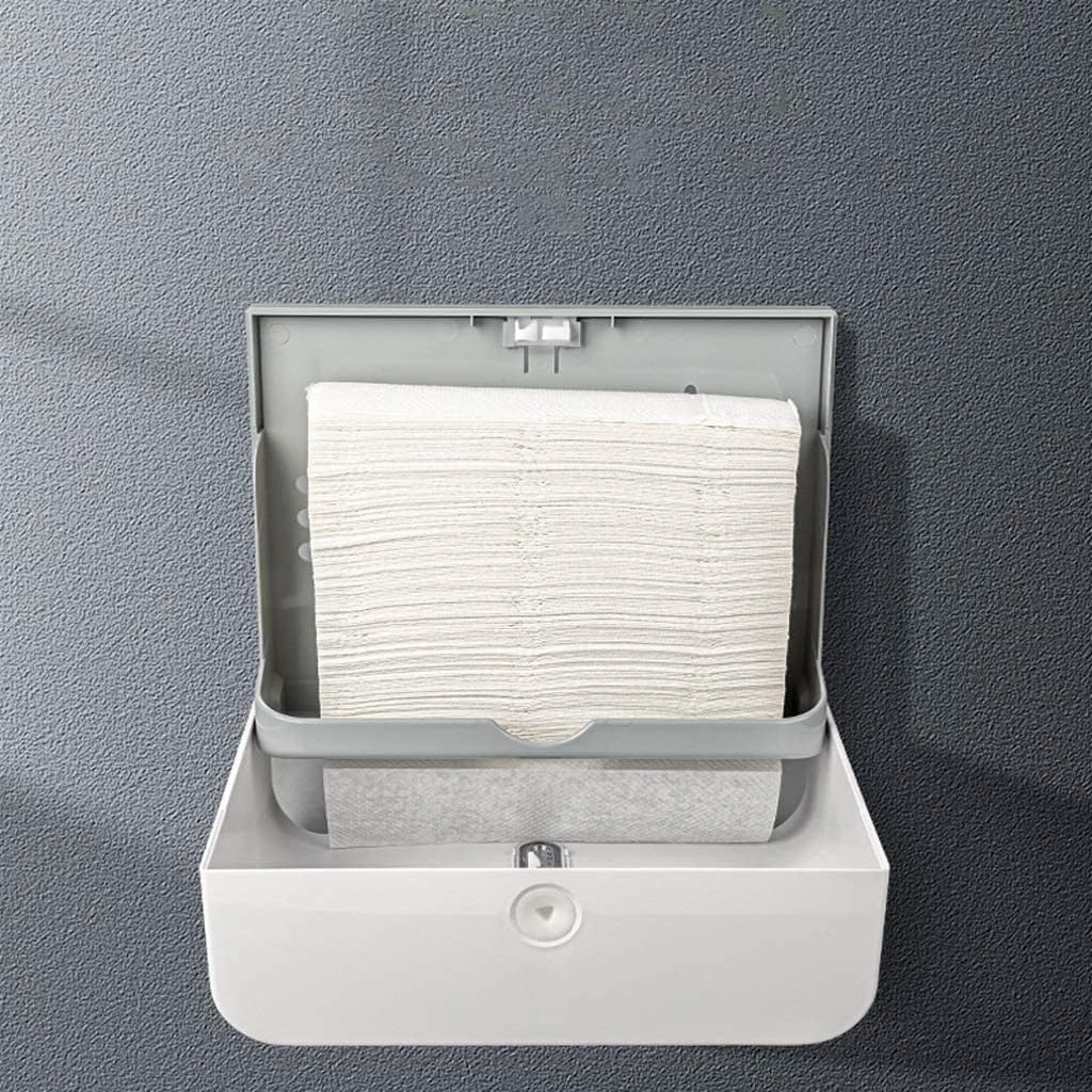 Sturdy Paper Towel Holders Paper Towel Dispenser Wall-Mounted No Punch Tissue Dispenser Home Bathroom Commercial Toilet Roll Holder Paper Holder High Capacity (White)