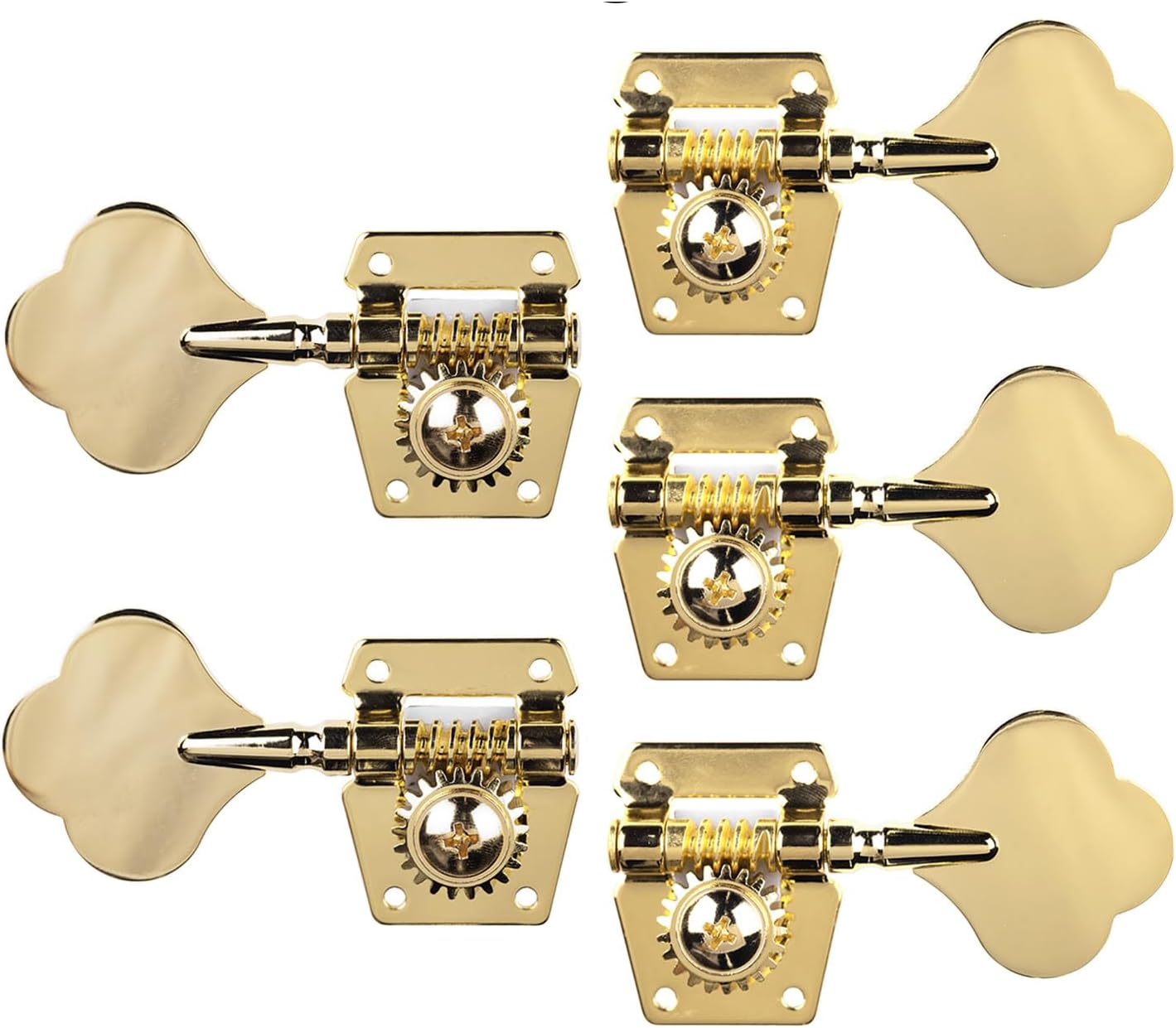 4L1R Vintage Open Gear Bass Tuners Machine Head for Jazz Precision Bass, Gold