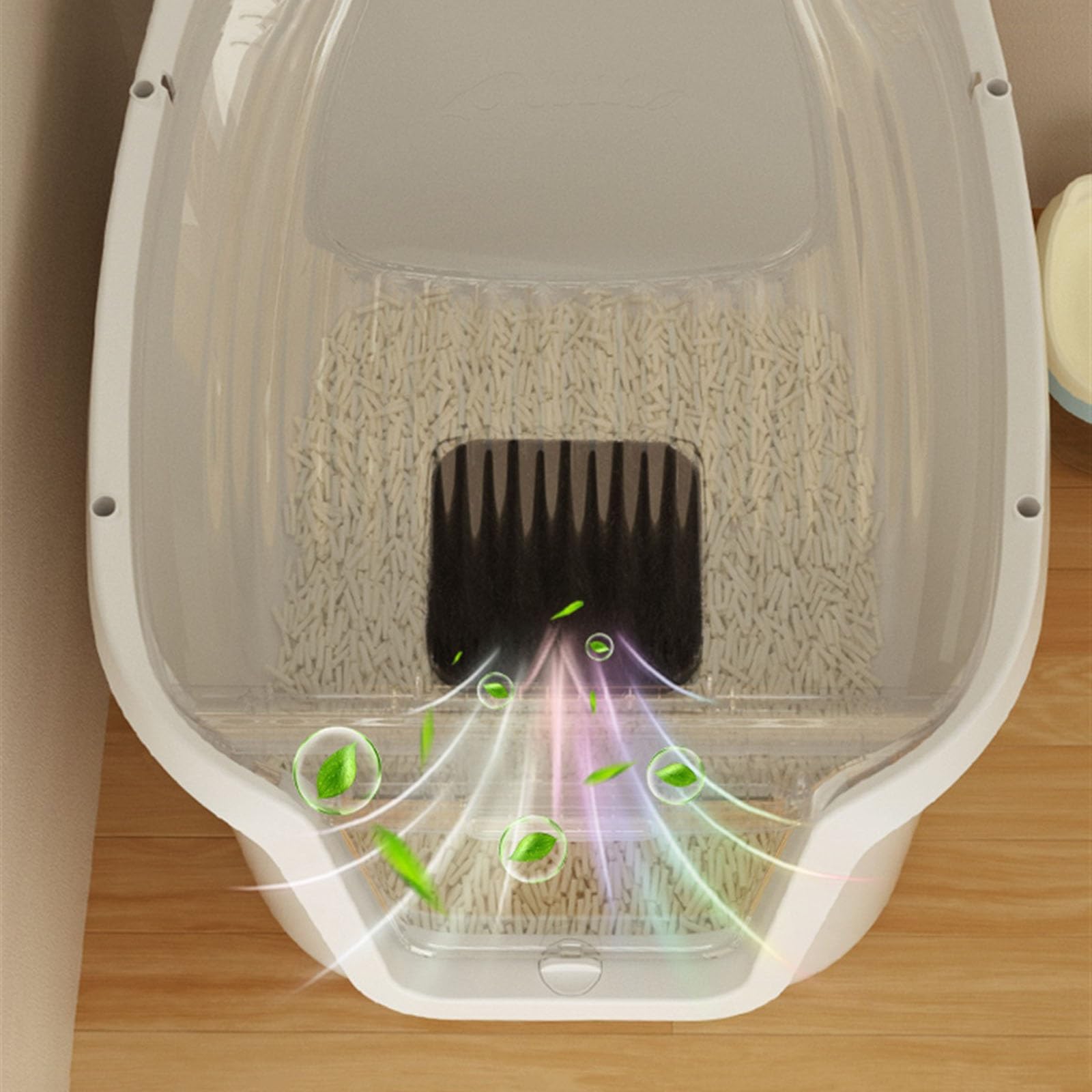 Exclusivo para Gatos y Perros Caja de Arena for Gatos con Tapa Cubierta, Caja semicerrada Pala for y Palo for raspar, Grande for tamaño pequeño a, fácil Instalar para Interiores(Grande)