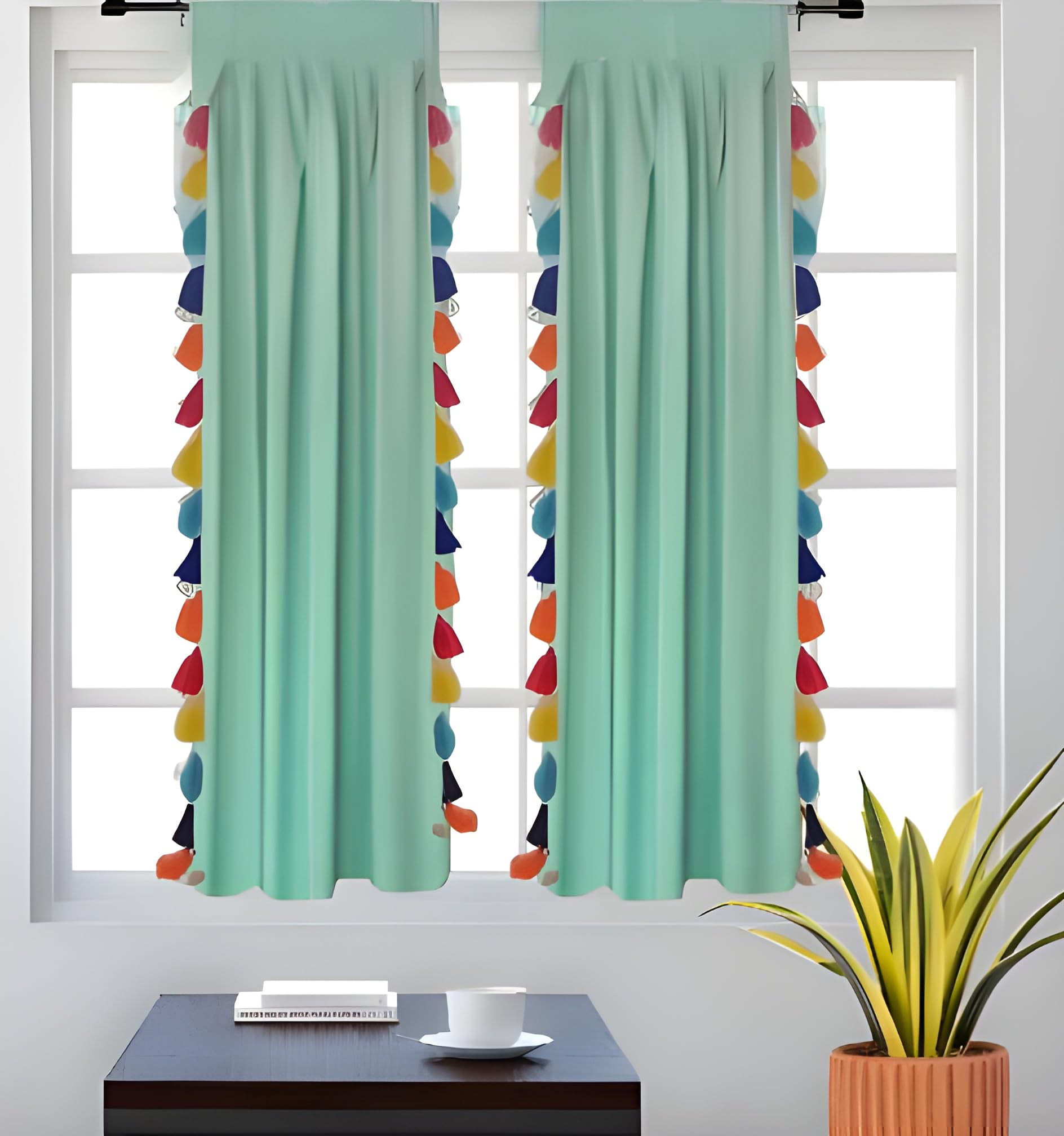 NYSARG Cotton Tassel Curtain, Trending Handmade Living Room Curtain, Single Piece, 7 FEET, White (5 FEET, Teal) (B0CSDY5YZ5) Amazon Price History, Amazon Price Tracker