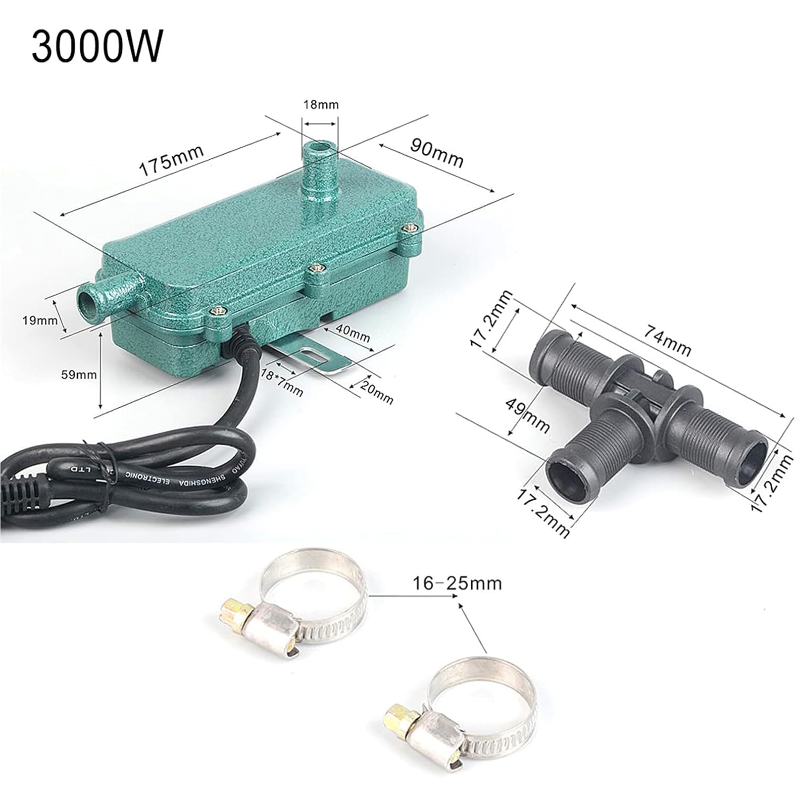 Riscaldatore del Motore 3000 W Riscaldatore del Liquido di Raffreddamento del Motore Preriscaldatore per Auto Spina Europea 250 V per Camper da 1,8 a 2,5 L, Camion Camper