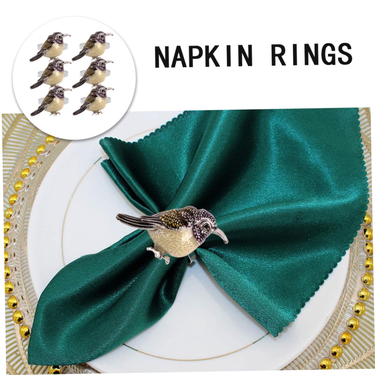 Alipis 3 Series Anillo De Servilleta con Forma De Pájaro Elegante Decorativo Moderno para Comedor Dorado Rústico para Boda Decoración Retro Hebilla para Servilleta De 6 Piezas*3