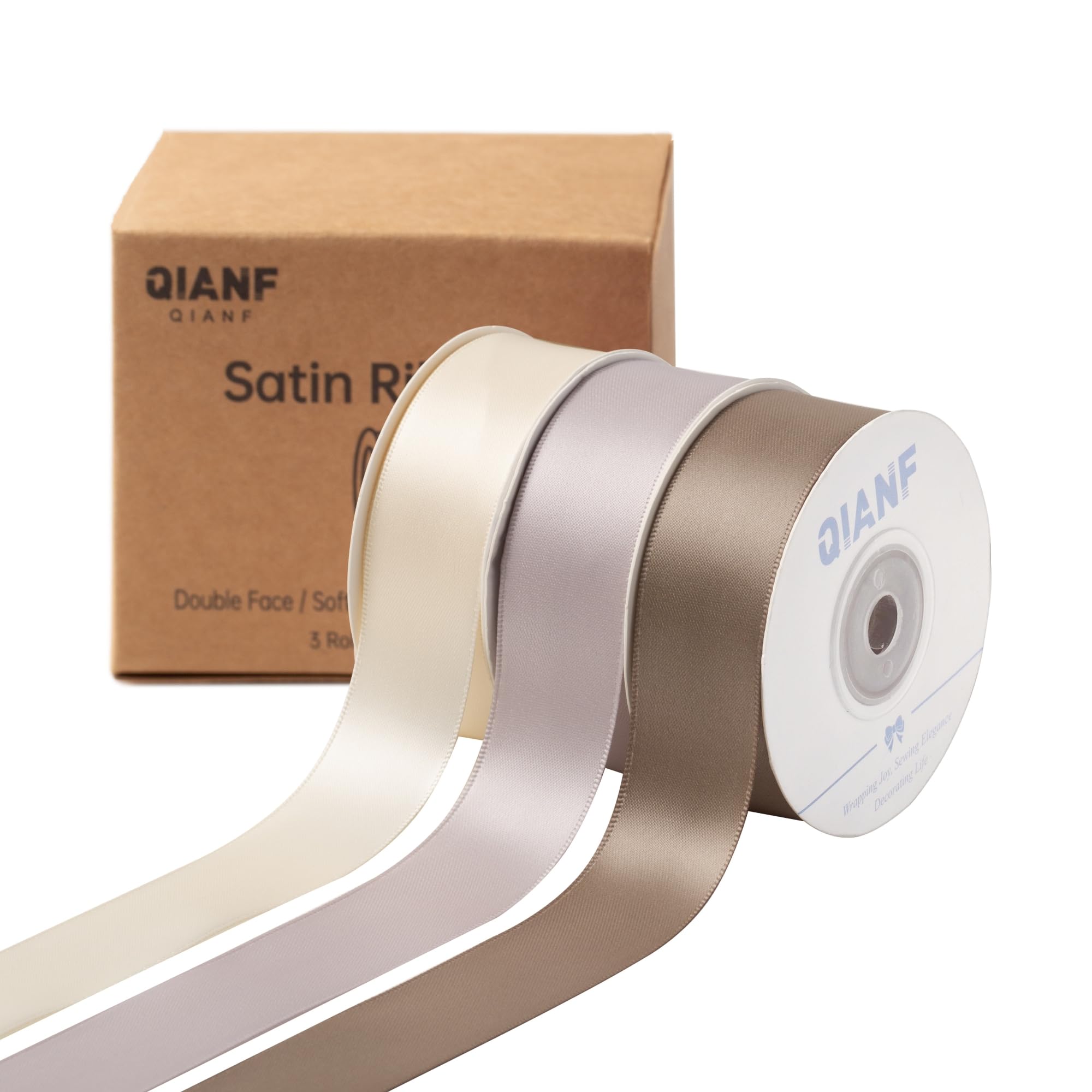 Photo 1 of QIANF Champagne Satin Ribbon - 1 Inch x 45 Yards