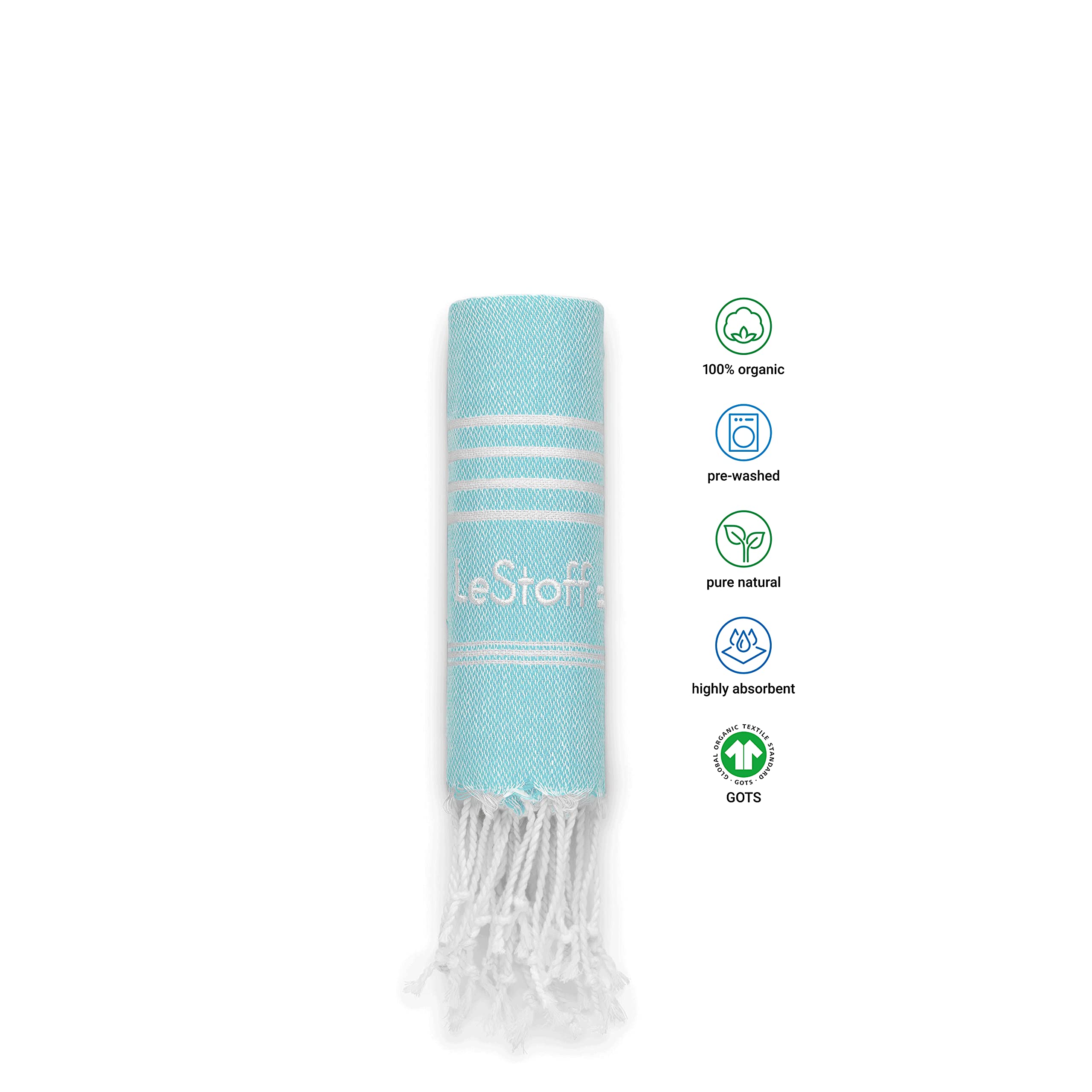 LeStoff Premium Hammam Towel, 100% Organic Cotton, Pre-washed Sustainable Absorbent & Quick-drying, Beach, Bath, Shower, Yoga - Image 3