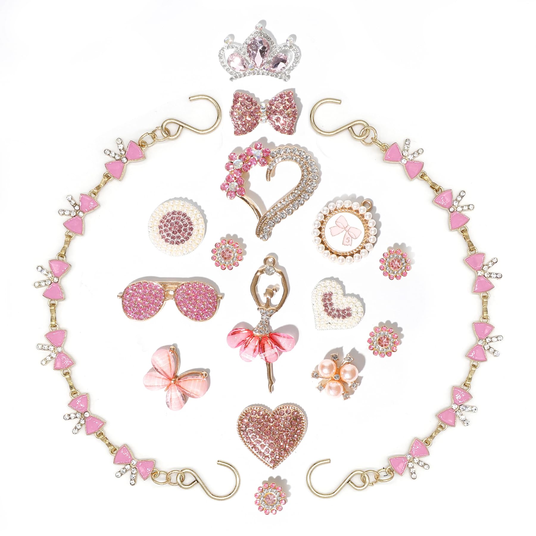 Bling Alloy Shoe Charms for Women,Flower,Butterfly Rhinestone Shoe Decoration Charms for Girls, DIY Girly Shoe Chains Charms for Party Favor