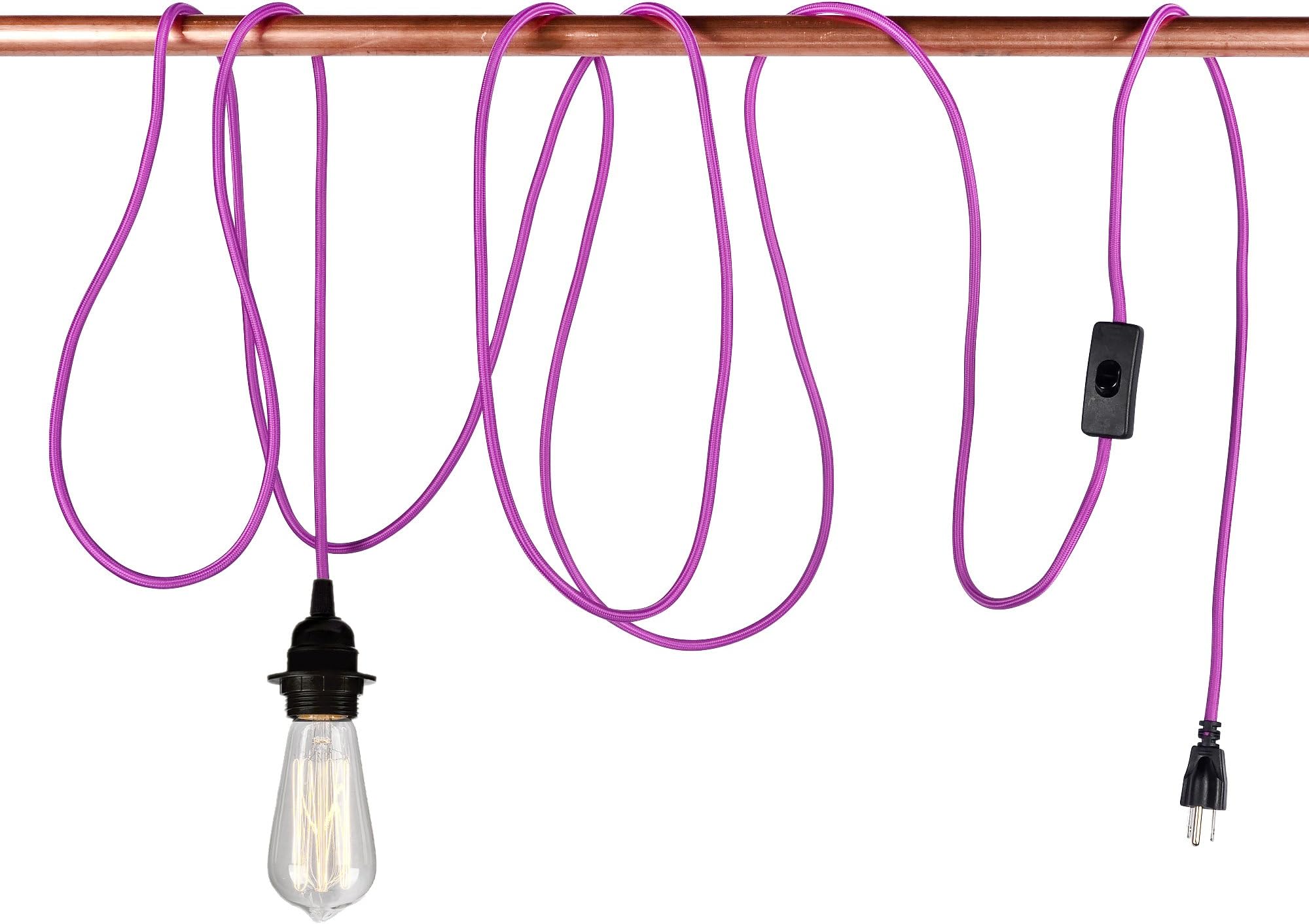 Swag Light Hanging Pendant Light Cloth Cord Kit Multiple Colors - Dark Magenta