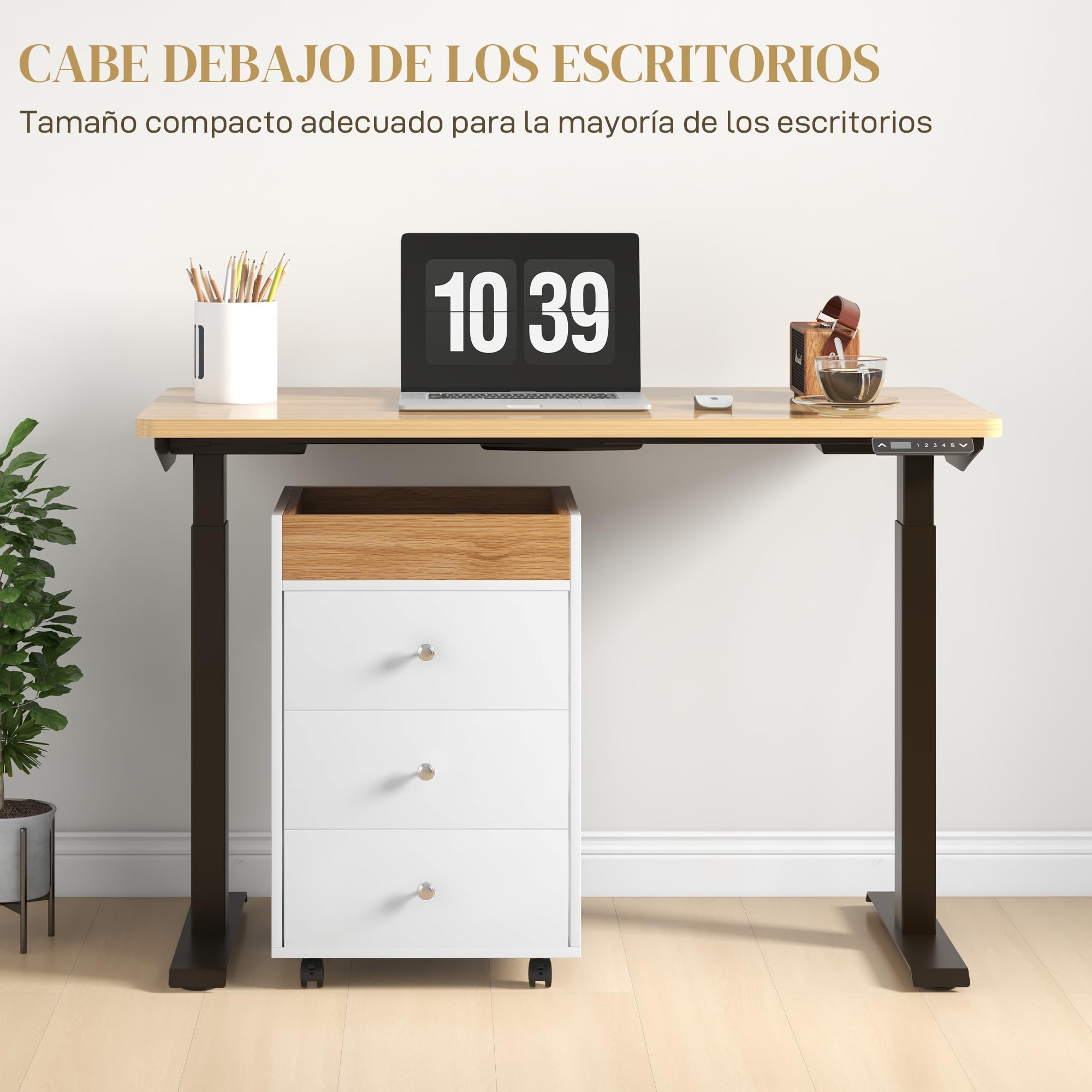 HOMCOM Caisson De Bureau Rangement Bureau Sur Roulettes 3 Tiroirs Verrouillables 39l X 48P X 60H Cm Noir