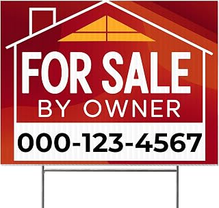 24x18" Custom For Sale by Owner Yard Sign with Stakes, Personalized House for Sale Sign with Text, Corrugated Real Estate Signs for Outdoors, Design 5