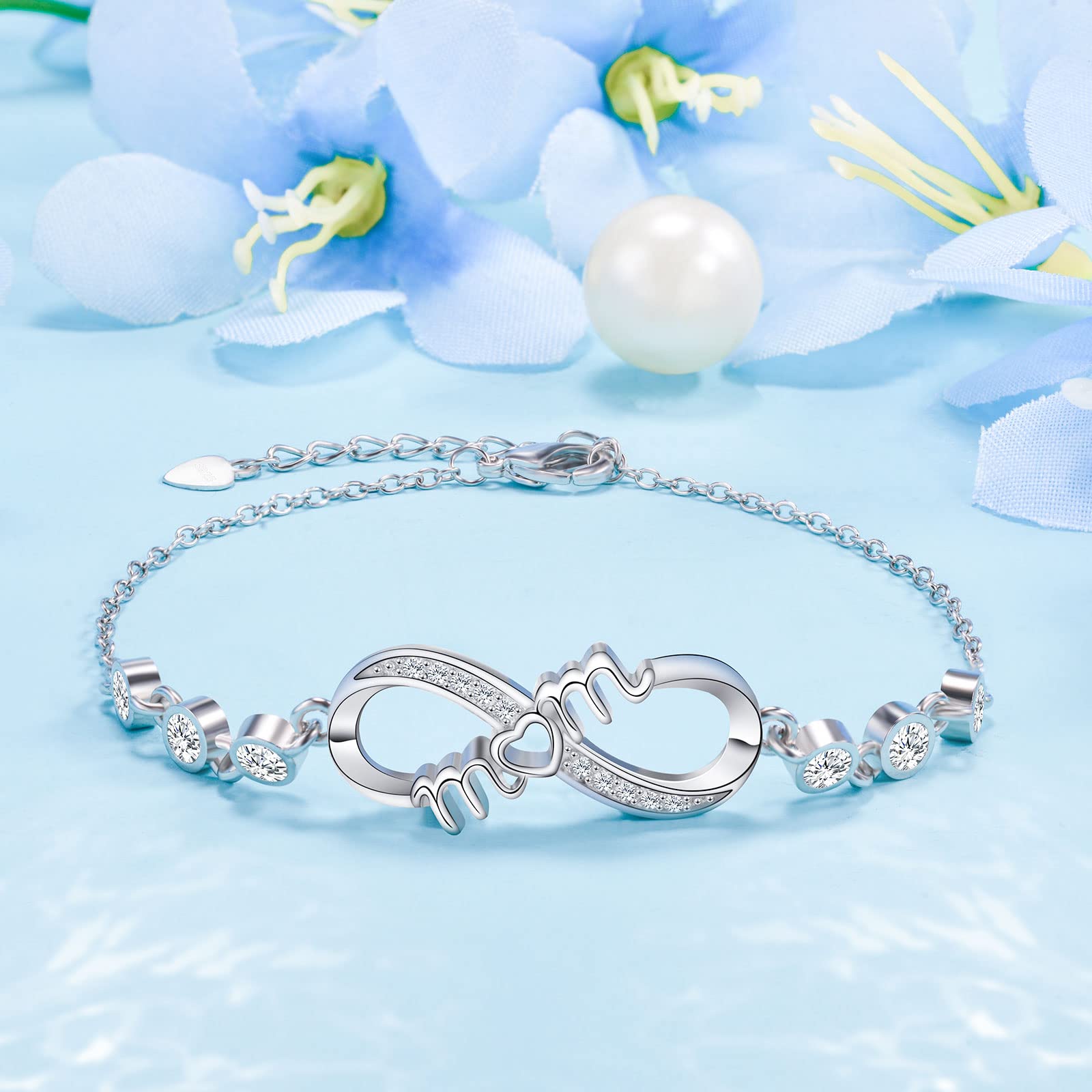 CheersLife Regalo Mamma,Braccialetto Infinito mom,FRFR