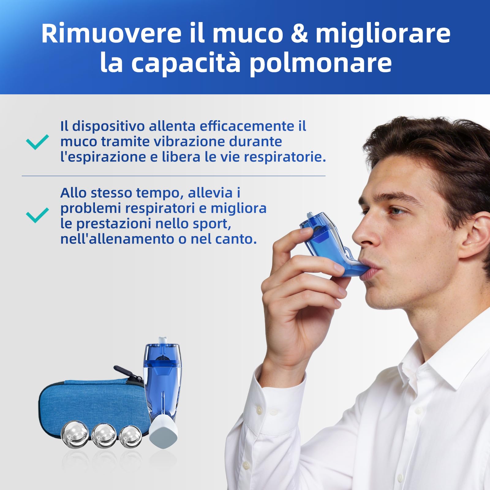 Dispositivo per Rimozione del Muco Espansore Polmonare Terapia OPEP Allenamento Muscoli Respiratori Esercizio di Respiro Naturale per i Polmoni