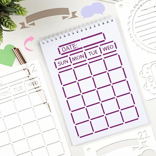 Miniatura 7 de Juego de 24 plantillas de dibujo surtidas, plantillas de pintura a escala de formas mixtas para álbumes de bricolaje, decoración de arte de pared,