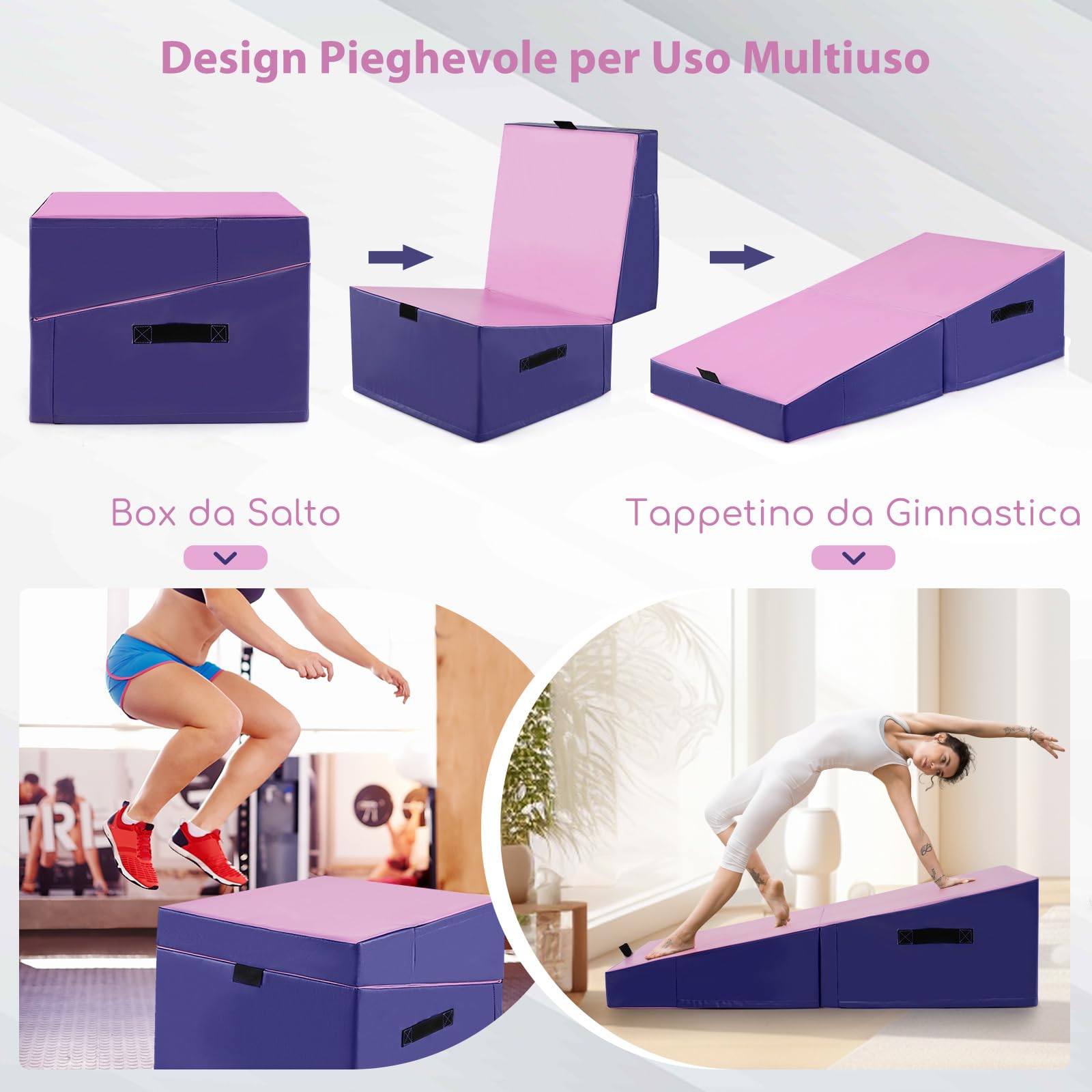 Tappetino Fitness Pieghevole COSTWAY – Spessore 10cm In Schiuma EPE Con Rivestimento In Pelle Sintetica Per Yoga E Stretching