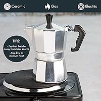 Vista 5 de Primula Cafetera Clásica de Estufa para Espresso y Café, Olla Moka para Preparación de Café Italiano y Cubano, Cafetera Greca, Cafeteras, 3 Tazas