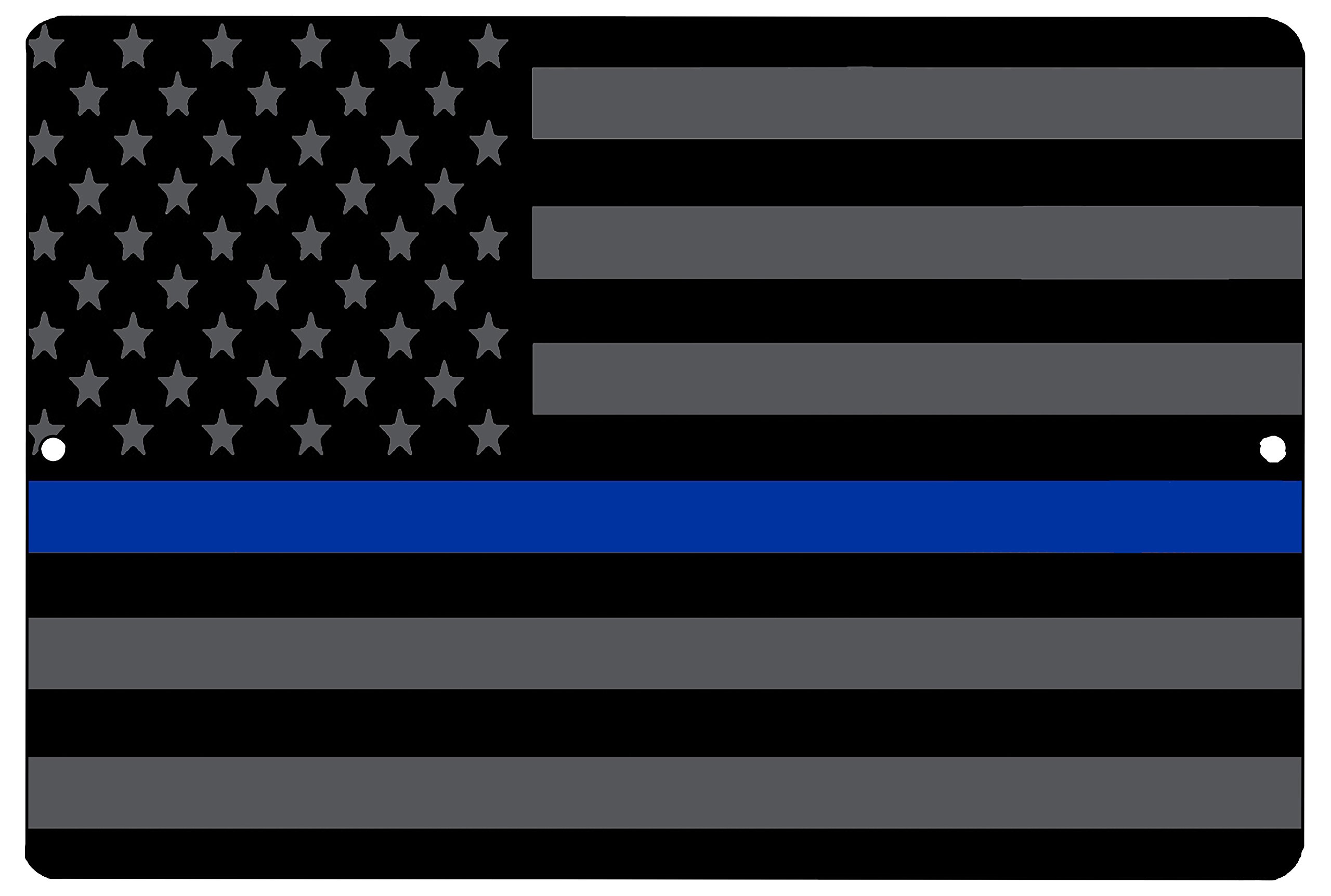 Blue Lives Matter Flag Metal Tin Sign Wall Decor Man Cave Bar Police Officer Thin Blue Line