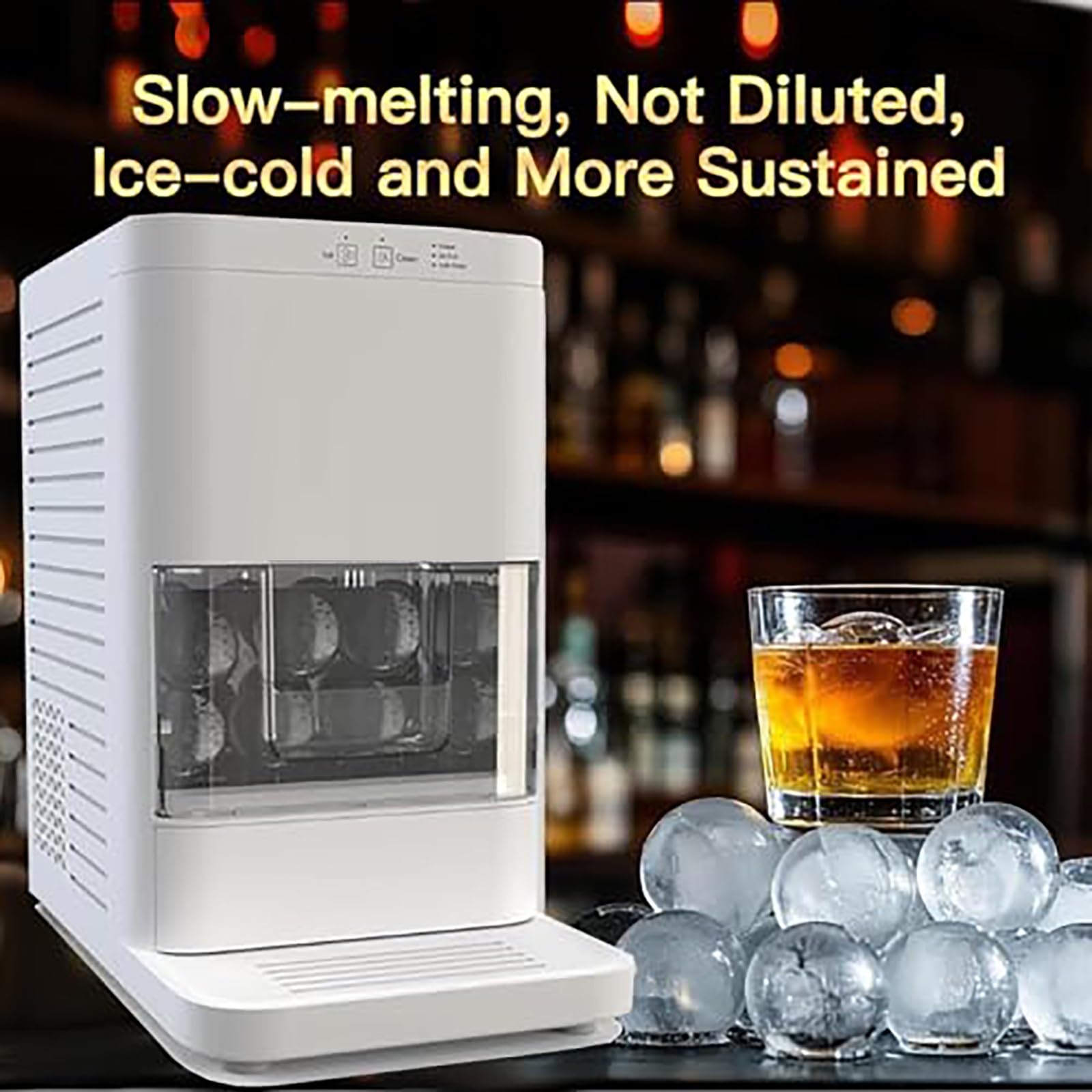 5,1 cm klare Eiskugel-Maschine, kugelförmige Eismaschine, 2 Stück in 50 Minuten, 55 Stück/Tag, 1,2 l Wassertank-Kapazität, 8–10 Stück Speicherkapazität, automatische Reinigung