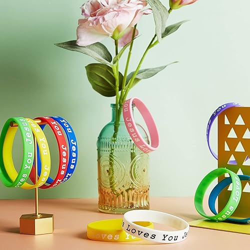 Miniatura 6 de Skylety Jesus Loves You Pulseras de silicona Pulseras de goma coloridas Jesús te ama, pulsera de silicona cristiana para niños, joyería novedosa,
