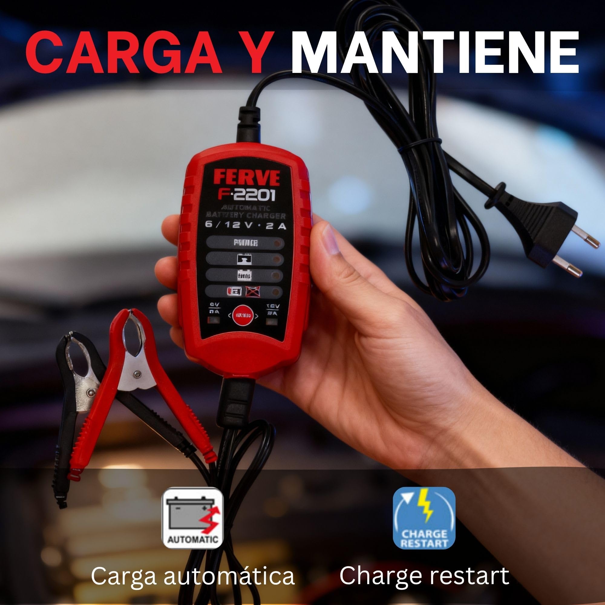 Ferve F-2201 Cargador de Baterías de Plomo Ácido