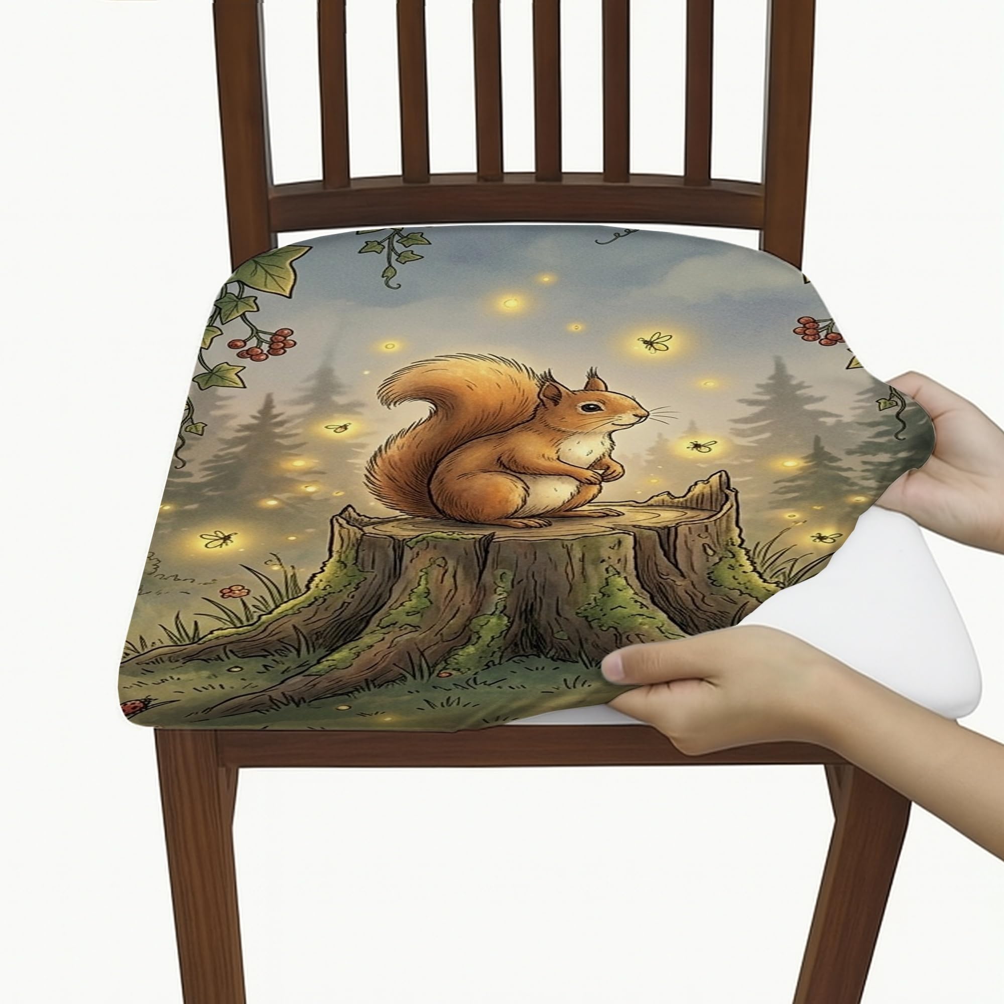 Housse de chaise automne écureuil : lot de 6 pour sublimer votre salle à manger