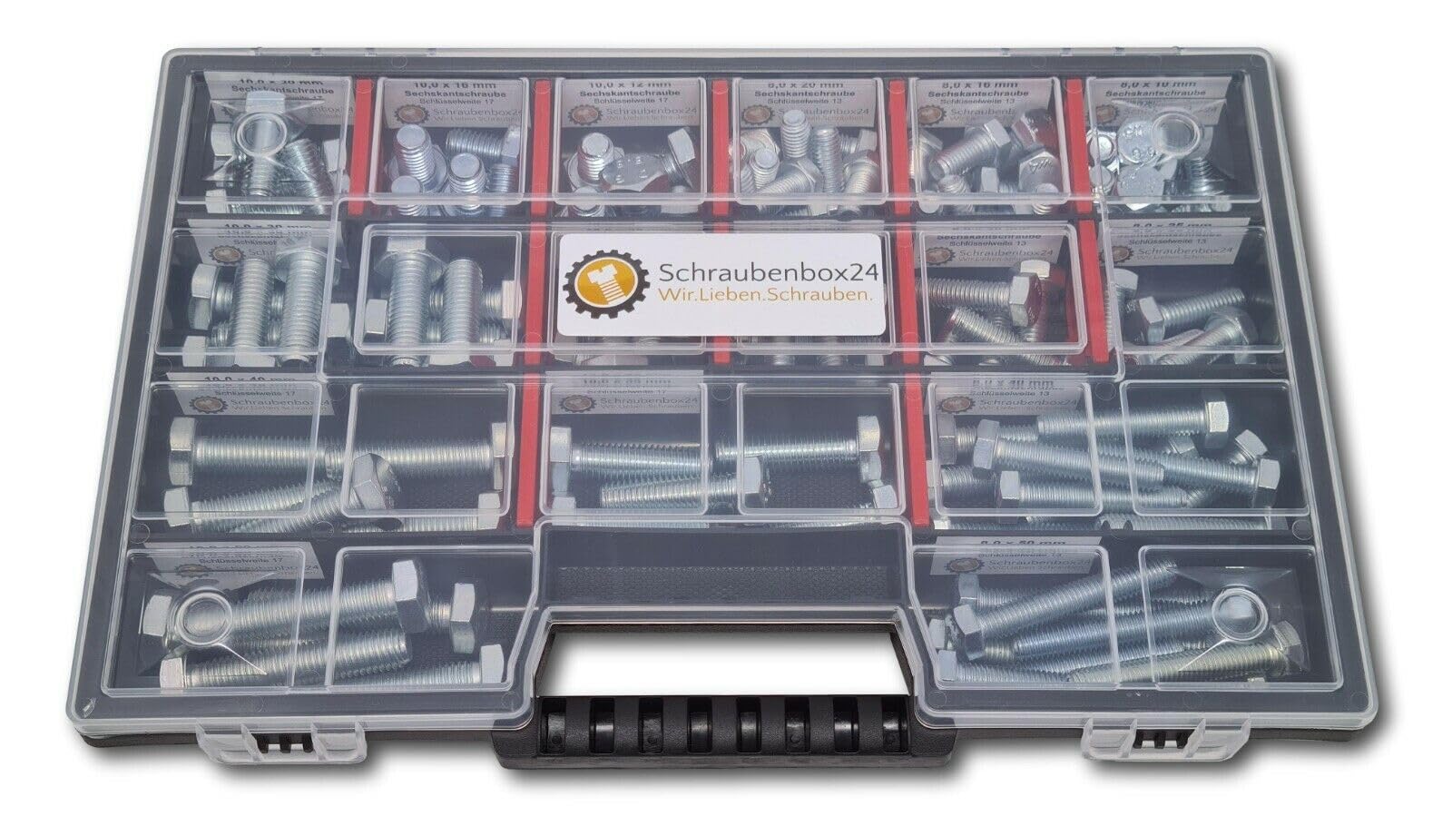 Surtido de tornillos hexagonales M8-M10 // 10 mm - 50 mm, 110 piezas, DIN 933