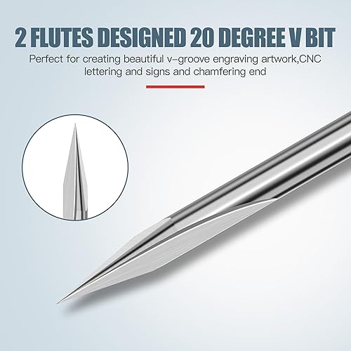 Miniatura 7 de HUHAO Broca de enrutador de 30 grados de grabado V bit 2 flauta molino de extremo recto 0.004 in punta carburo CNC router bit 18 pulgadas vástago
