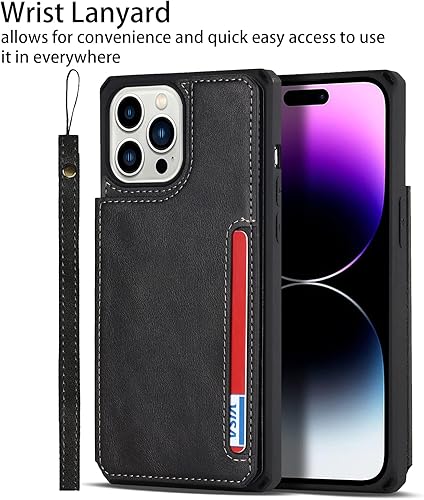 Miniatura 6 de Cavor Funda para iPhone 14 Pro con tarjetero, funda tipo cartera para iPhone 14 Pro para mujeres y hombres, funda de teléfono para iPhone 14 Pro con