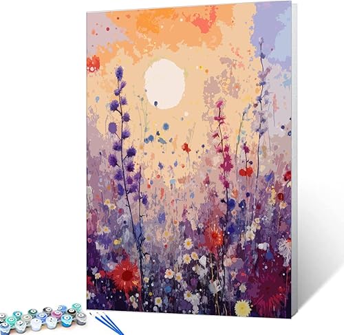 Miniatura 2 de Tucocoo Kits de pintura por números de lavanda con pinceles y pigmento acrílico sobre lienzo para adultos, hermoso proyecto de manualidades florales