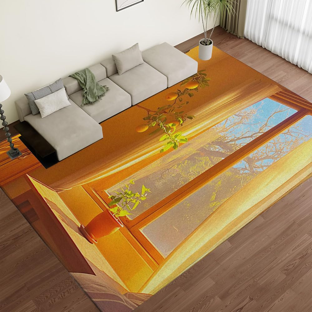Tapis de couloir en microfibre orange pour une entrée lavable