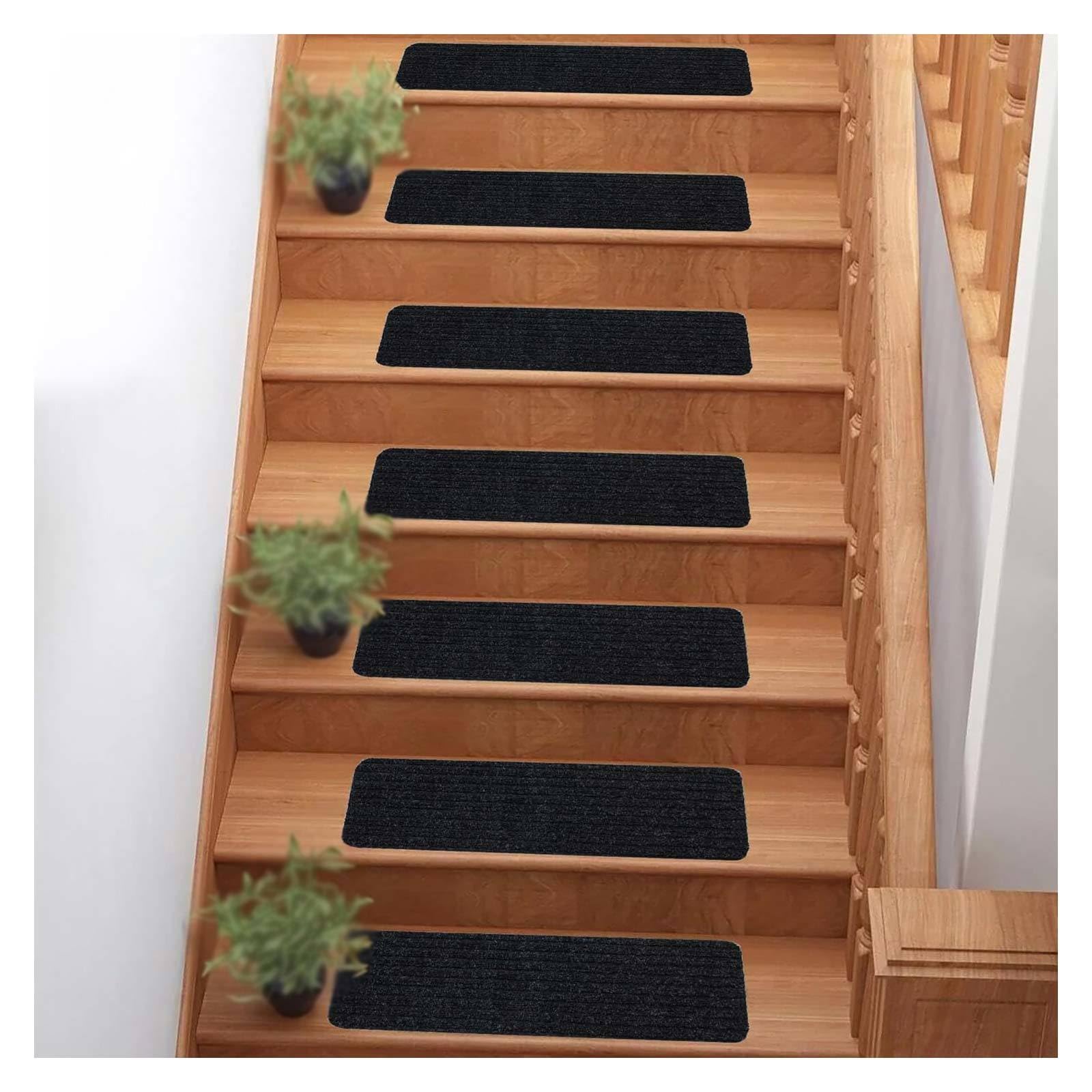 Peldaños antideslizantes para escaleras, paquete de 15 unidades, 20 x 76 cm, reutilizables, para interiores y exteriores, para escaleras, garaje, terrazas, fácil instalación, agarre de seguridad