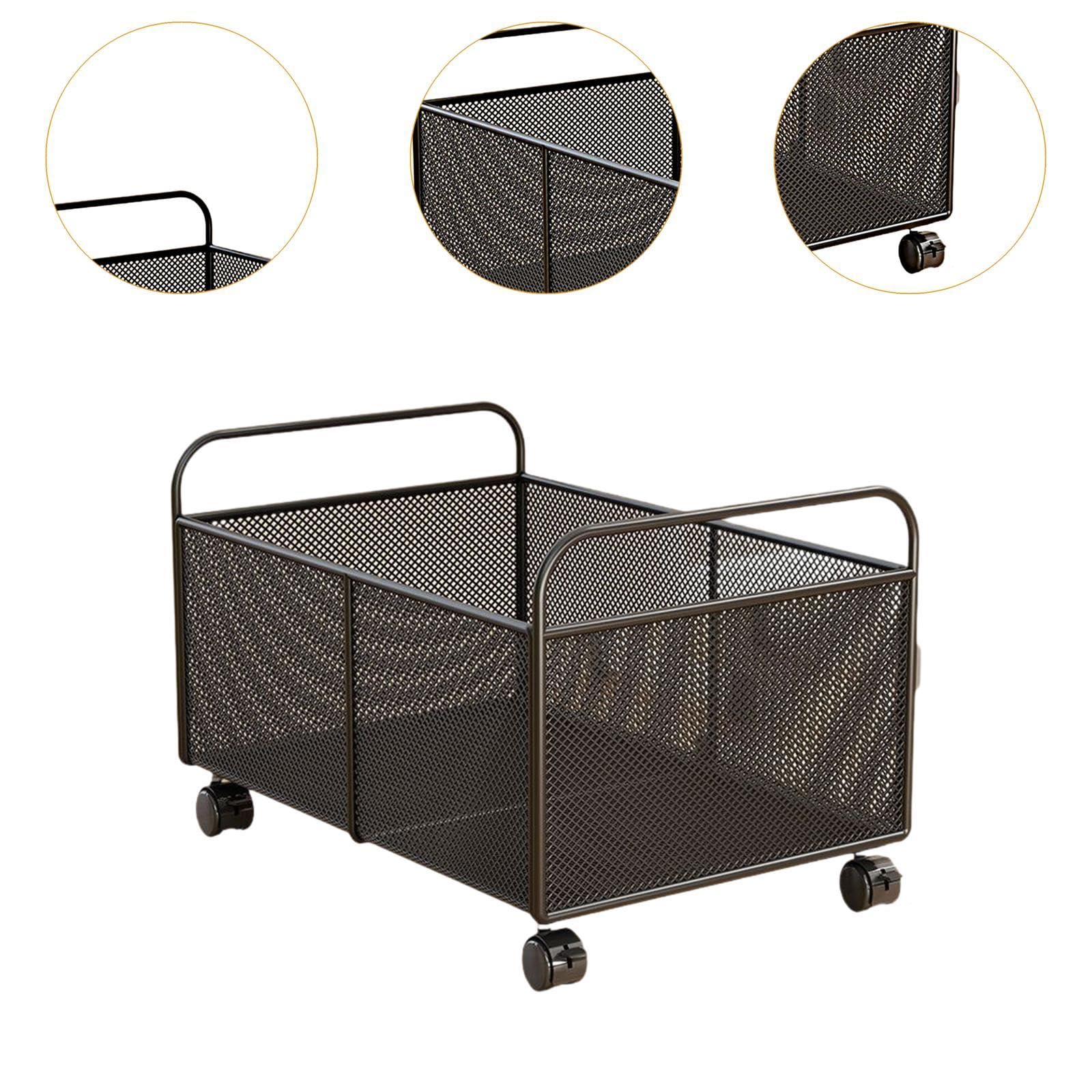 Colcolo Canasta de organizador de almacenamiento de metal con ruedas, cesta de alambre de hierro para encimera de cocina, S